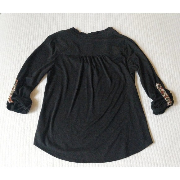 Porridge Anthropologie XS Aidan Black Blouse Roll Sleeves - Picture 4 of 5